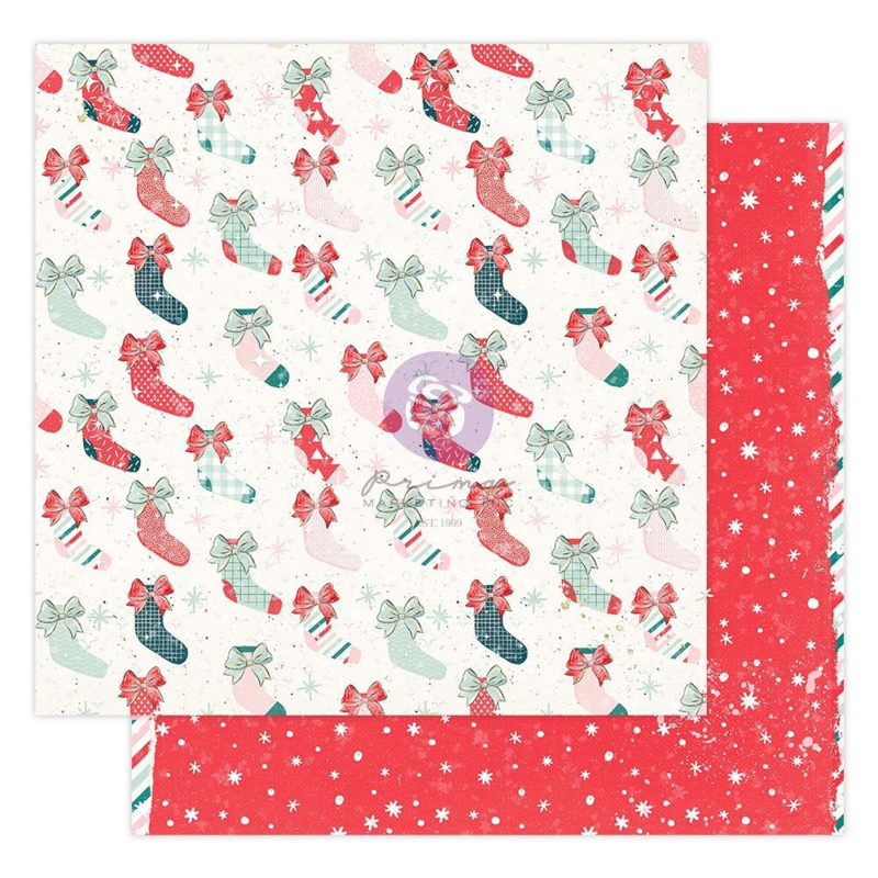 Prima Marketing Candy Cane Lane Double-Sided Cardstock 12"X12" Sparkling Christmas, W/Foil Details  