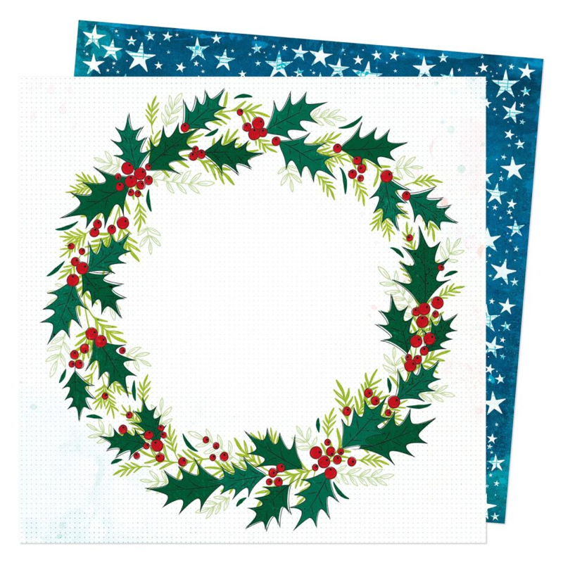 Vicki Boutin Peppermint Kisses Dbl-Sided Cardstock 12"X12" Holly Wreath  