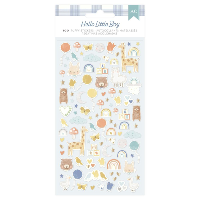 American Crafts Hello Little Boy Puffy Stickers 100/Pkg Icons  