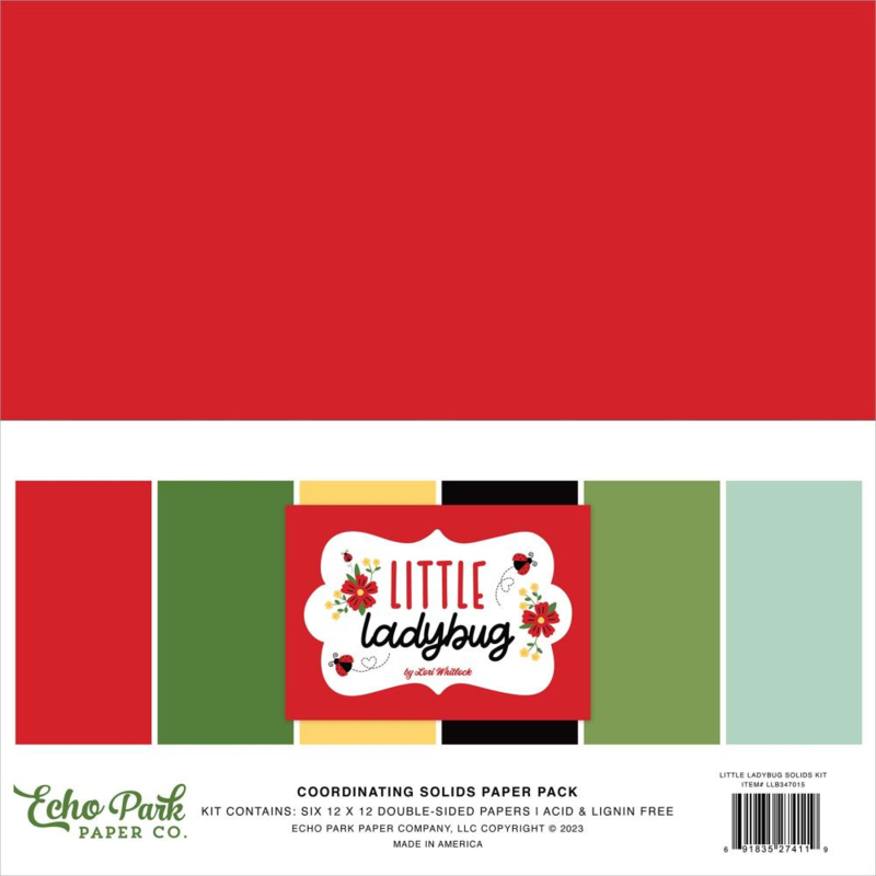 Echo Park Little Ladybug 12x12 Inch Coordinating Solids Paper Pack