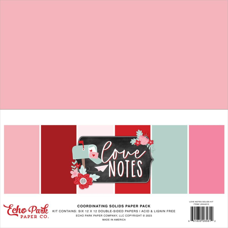 Echo Park Love Notes 12x12 Inch Coordinating Solids Paper Pack