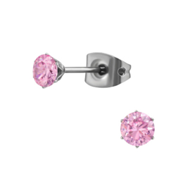 Oorbellen Titanium Tulp roze 4mm