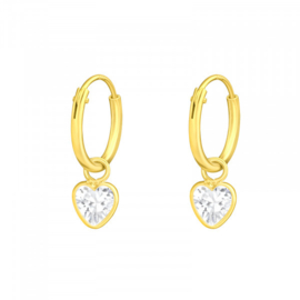 Creolen Sterling zilver 925 Hartjes met zirkonia