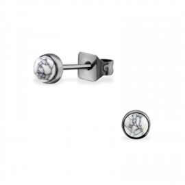 Oorbellen Chirurgisch staal rond white
