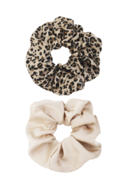 Haarelastiekjes scrunchie Panter duo - beige