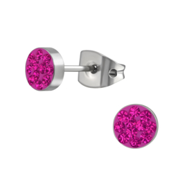 Oorbellen Titanium Rond fuchsia