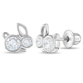 Kinderoorbellen Sterling zilver 925 met schroefsluiting Konijntje "In Season Jewelry"