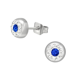 Oorbellen Chirurgisch staal Rond kristal blue