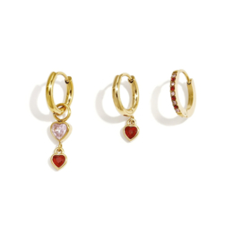 Creolen Chirurgisch staal Set simple Hearts red/pink