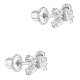 Kinderoorbellen Sterling zilver 925 met schroefsluiting Strikje "In Season Jewelry"