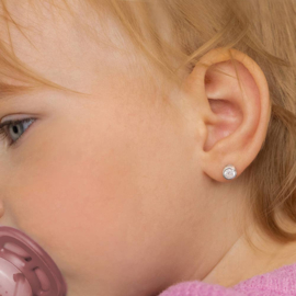 Kinderoorbellen Sterling zilver 925 met schroefsluiting Rond "In Season Jewelry"