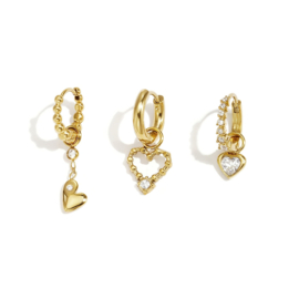Creolen Chirurgisch staal Set Daily simple hearts