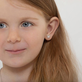 Kinderoorbellen Sterling zilver 925 met schroefsluiting Vlinder "In Season Jewelry"