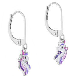 Kinderoorbellen Sterling zilver 925 Brisuresluiting Unicorn "In Season Jewelry"