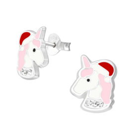 Kinderoorbellen Sterling zilver 925 Unicorn kerstmuts