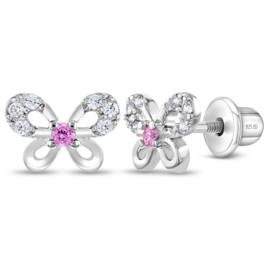 Kinderoorbellen Sterling zilver 925 met schroefsluiting Vlinder "In Season Jewelry"