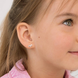 Kinderoorbellen Sterling zilver 925 met schroefsluiting Hond en bot "In Season Jewelry"