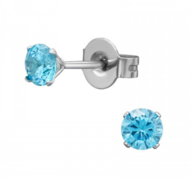 Oorbellen Chirurgisch staal Tulp blauw 4mm