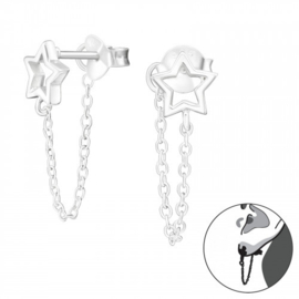 Oorbellen Sterling zilver 925 Ster ketting