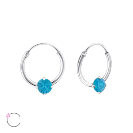 Creolen Sterling zilver 925 Swarovski Blue 12mm