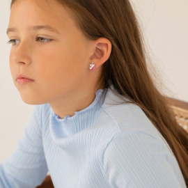Kinderoorbellen Sterling zilver 925 met schroefsluiting Unicorn "In Season Jewelry"