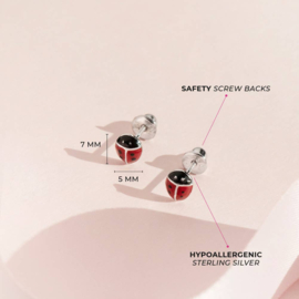 Kinderoorbellen Sterling zilver 925 met schroefsluiting Lieveheersbeestje "In Season Jewelry"