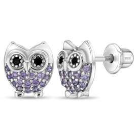 Kinderoorbellen Sterling zilver 925 met schroefsluiting Uiltjes "In Season Jewelry"