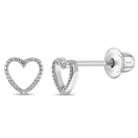 Kinderoorbellen Sterling zilver 925 met schroefsluiting Hartjes "In Season Jewelry"
