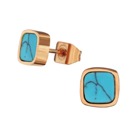 Oorbellen Chirurgisch staal Plein blauw