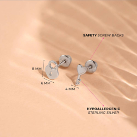 Kinderoorbellen Sterling zilver 925 met schroefsluiting Lock & Love "In Season Jewelry"