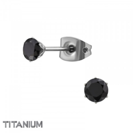 Oorbellen Titanium Tulp zwart 4mm