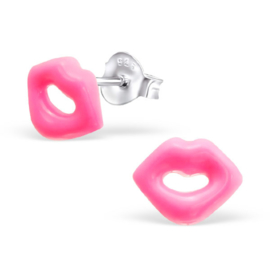 Kinderoorbellen Sterling zilver 925 Lips roze