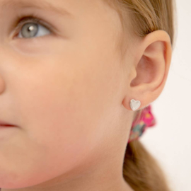 Kinderoorbellen Sterling zilver 925 met schroefsluiting Hartjes "In Season Jewelry"