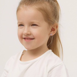 Kinderoorbellen Sterling zilver 925 met schroefsluiting Vlinder roze "In Season Jewelry"