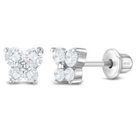 Kinderoorbellen Sterling zilver 925 met schroefsluiting Vlinder "In Season Jewelry"