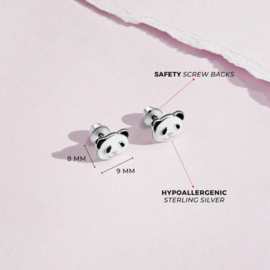 Kinderoorbellen Sterling zilver 925 met schroefsluiting Panda "In Season Jewelry"