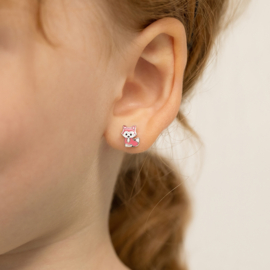 Kinderoorbellen Sterling zilver 925 met schroefsluiting Vosje "In Season Jewelry"
