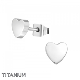 Oorbellen Titanium Hartjes
