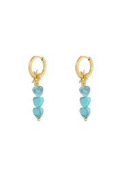 Creolen Chirurgisch staal Triple heart blue