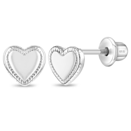 Kinderoorbellen Sterling zilver 925 met schroefsluiting Hartjes "In Season Jewelry"