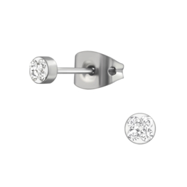 Oorbellen Titanium Rond kristal