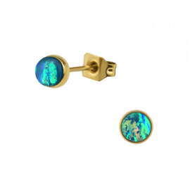 Oorbellen Chirurgisch staal Blue opal