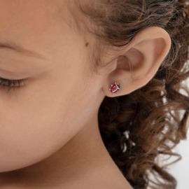 Kinderoorbellen Sterling zilver 925 met schroefsluiting Lieveheersbeestje "In Season Jewelry"