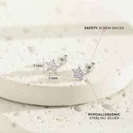 Kinderoorbellen Sterling zilver 925 met schroefsluiting Sterren "In Season Jewelry"