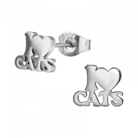 Oorbellen Chirurgisch staal I love cats