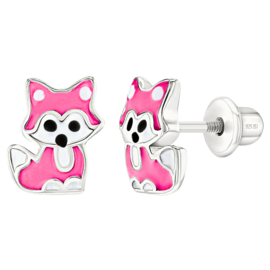Kinderoorbellen Sterling zilver 925 met schroefsluiting Vosje "In Season Jewelry"