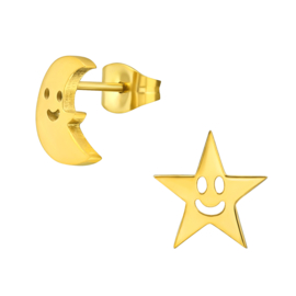 Oorbellen Chirurgisch staal Maan & ster
