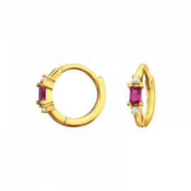 Creolen Sterling zilver 925 Cubic zirkonia fuchsia
