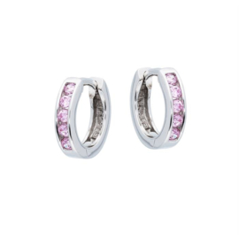 Kinderoorbellen Sterling zilver 925 Klapcreool Zirkonia roze "Lilly"