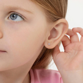Kinderoorbellen Sterling zilver 925 met schroefsluiting bloem mini "In Season Jewelry"